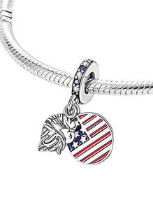 1pc Fashion Blue & White Greece Flag Heart Beaded Pendant, "Sun Of May" Blue & White Argentina Flag Pendant, Green Heart Yellow Rhombus Blue Armillary Sphere Brazil Flag Charm, Red White Blue USA Flag Pendant, Yellow Blue Red Colombia Pendant, Yellow Blue Red 5-Pointed Star Flag Charm, Red Blue White USA Flag & Map Pendant Gift, USA Flag & Eagle Pendant Gift