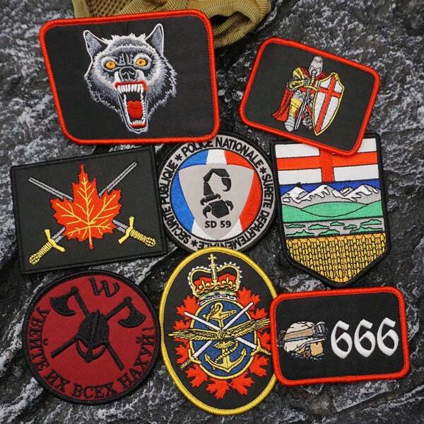 Bandeiras de diferentes formas Patch bordado com borda Merrow, aplique costurável para roupas e acessórios