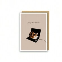 Witzige Geburtstagskarten mit Katzen für Katzenliebhaber, Katze sitzt auf Laptop, Geburtstagskarten, geeignet für alle Anlässe, für Familie und Freunde, Freund, Freundin, jeden