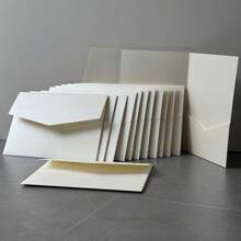 NIEWSPECIAL 25pcs Tri-Fold Pocket Wedding Invitation Cards With Envelopes, Simple Invitation Cards For Engagement, Christening, DIY Invitations, 5*7 Inch Invitations, Pocket Invitations, Customized Invitations, Christmas Cards - Beige - View 10