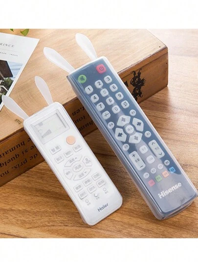 1 pieza Funda protectora de control remoto de conejo creativa y linda, funda de silicona transparente para el polvo del aire acondicionado, TV y hogar