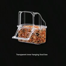 Transparent Hanging Bird Cage Food Bowl, Anti-Splash External Bird Feeder, Parrot Water Feeder, Bird Feeding Supplies - Multicolor - View 3