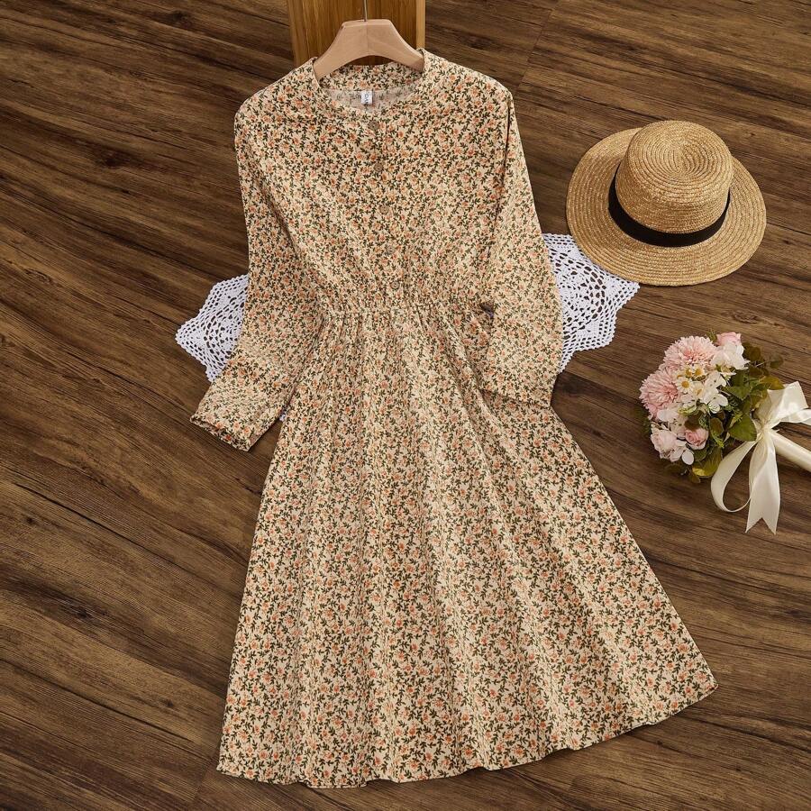 BELISNVOY 2025 New Non-Positioning Printed Corduroy Pocket Dress - View 1