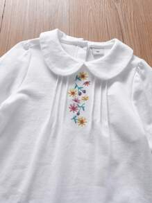Girls' Long Sleeve Collar Embroidery Children Clothing - White - View 3