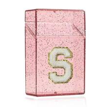 1PC Snowflake Cigarette Case Cigar Tobacco Holder Lighter Storage Box Moisture-Proof And Pressure-Proof Plastic Shiny Cigarette Storage Boxes Embroidered Three-Dimensional Lnitial Letter A To Z Transparent Cigarette Case Ladies Men Gift 20pcs Smoking Accessories - Pink - View 18