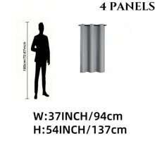 4panels,100%Blackout Modern Minimalist Bedroom Curtains, Top Loop Suspension, Solid Color Polyester Fabric, Laminated Lining, Suitable For Bedroom, Living Room, Office, Kitchen, Dining Room, Garden, Holiday Home Decoration - Grey - View 13
