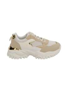 Ademende, comfortabele en lichtgewicht contrasterende kleurblok-pailletten-metalen-decor casual hardloopsneakers