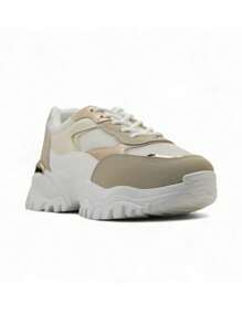 Ademende, comfortabele en lichtgewicht contrasterende kleurblok-pailletten-metalen-decor casual hardloopsneakers