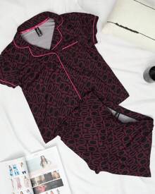 Bebe Pajama Set For Women, Stretch Rayon Knit Short Sleeve PJs For Women Set, Ladies Pajamas Sets - Black 6 - View 5
