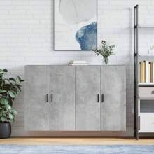 Wall Mounted Storage Cabinets Set Of Two Concrete Grey 69.4x90 Cm Stylish Modern Design For Home Or Office Organization - Grey - View 1
