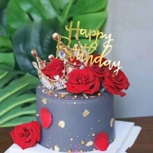 1 pieza/5 piezas Decoración para tarta de cumpleaños con Feliz Cumpleaños en color dorado
