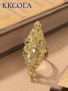 KKCOLA 1 件时尚夸张镂空开口戒指、派对珠宝、节日礼物、婚礼珠宝、时尚配饰 - 金黃色 - 查看 7