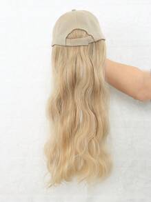 (Beige Cap + Golden Wig) Baseball Cap With 26-Inch Wavy Synthetic Hair Wig, Adjustable Cap Size, Suitable For Women And Girls - Blonde Highlight - View 5