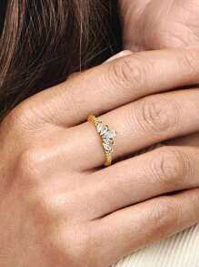 1枚925纯银奢华五钻皇冠戒指，女士永恒承诺结婚订婚戒指，精致珠宝礼品，适合女性和女孩佩戴 - 五鑽皇冠 - 查看 2