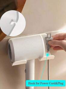 1 件浴室吹风机支架，无需钻孔淋浴吹风机挂架，浴室收纳整理器吹风机支架壁挂式吹风机支架返校