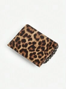 Modischer Y2K-Stil kurzer Münz- und Kartenbeutel mit Punk-Rock-Kettengurt, Leoparden- und Gepardenmuster, Kartenetui, Geschäftskartenhalter, Kreditkartenhalter, Kartenetui für Frauen, Mini-Geldbörse, Geldbeutel, Kartenbörse