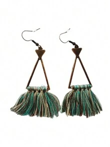 Klaudinni Earrings In Green With Rustic Ruffles - Dark Green - View 2