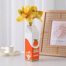 1 件复古风格 Rise And Shine 装饰陶瓷花瓶，独特的家居/厨房/办公室装饰，橙汁 - 多色 - 查看 6