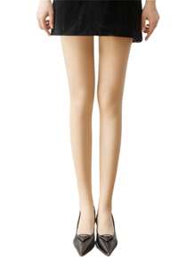 Women Christmas Tights Velvet Stocking Leggings Elegant Solid Color Elastic Tights Pantyhose For Dress Date Club Cosplay Party Streetwear - Beige - View 4