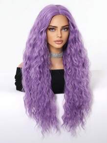 28 Inch Long Fluffy Purple Mid-Roll Wig, Designed For Women, Suitable For Women's Holiday Daily Party Cosplay Use