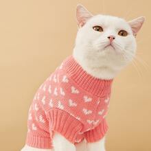1 Stück roter Herz Hundepullover für Hunde/Katzen, Valentinstag rosa Hundepullover, kuschelige gestrickte Hundepullover für kleine bis mittlere Hunde, süßer Welpen-Katzen-Hunde-Pullover mit Liebesmuster, perfektes Geschenk zum Feiern von Liebe, Geburtstag & Neujahr