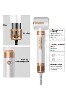 UKLISS Air Style 7-In-1 Upgraded Version 110,000 RPM Hair Dryer Brush Styling Brush (Quick Dry For Wet Hair), Round Brush, Straightening Brush, Curling Brush, Automatic Hair Curling Iron, Hair Dryer Diffuser, Multifunctional Family All-In-One Christmas Gift - 查看 10