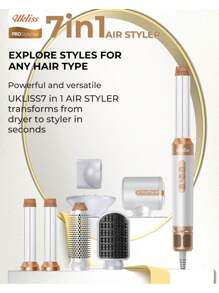 UKLISS Air Style 7-In-1 Upgraded Version 110,000 RPM Hair Dryer Brush Styling Brush (Quick Dry For Wet Hair), Round Brush, Straightening Brush, Curling Brush, Automatic Hair Curling Iron, Hair Dryer Diffuser, Multifunctional Family All-In-One Christmas Gift - 查看 8