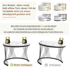 Élégant ensemble de tables basses blanches en forme de nid, 2 pièces, 60*60*46 cm et 50*50*30,8 cm, tables rondes aspect marbre brillant, 2 tiroirs