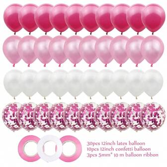 40 个 12 英寸派对气球，配 3 条丝带，婴儿送礼会彩色气球套装，用于性别揭晓、怀孕公告、婴儿送礼会、1 岁生日装饰、男孩/女孩生日派对