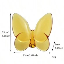 رمضان زينة رمضان قطعة واحدة تمثال فراشة زجاجية ، تمثال فراشة طائرة ، زخرفة فراشة زجاجية ، تحفة حيوان كريستالية لديكور المنزل، هدية مميزة