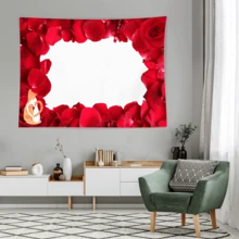 定制挂毯个性化背景与照片，定制壁挂用于婚礼、生日、情人节、最佳爱情表达礼物和美学装饰 - 紅色 - 查看 9