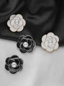 6pcs/Set Retro Camellia Shape Oil Drop Metal Buttons, Suitable For Cardigans, Half-Open Cardigans, Coats, Sweaters, Suits, Jackets, DIY Hair Accessories, Gift Boxes, Jewelry, Sewing Supplies