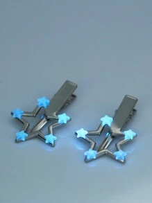 2 pares (4 piezas) de pinzas para el cabello/accesorios con diseño de estrella lindos y elegantes para Halloween, aptos para uso diario y fiestas (el producto es fotoluminiscente y requiere exposición a la luz para brillar en la oscuridad)