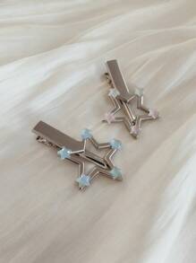 2 pares (4 piezas) de pinzas para el cabello/accesorios con diseño de estrella lindos y elegantes para Halloween, aptos para uso diario y fiestas (el producto es fotoluminiscente y requiere exposición a la luz para brillar en la oscuridad)