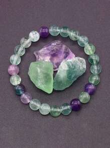 1 chiếc vòng tay năng lượng chữa lành bằng đá Fluorite tự nhiên, giúp cân bằng, trực giác, làm dịu và bảo vệ, trang sức tâm linh cho yoga và thiền định, dành cho cả nam và nữ. - Nhiều màu - Xem 1