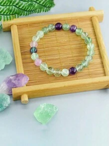 1 chiếc vòng tay năng lượng chữa lành bằng đá Fluorite tự nhiên, giúp cân bằng, trực giác, làm dịu và bảo vệ, trang sức tâm linh cho yoga và thiền định, dành cho cả nam và nữ. - Nhiều màu - Xem 6