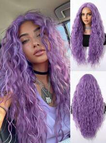 28 Inch Long Fluffy Purple Mid-Roll Wig, Designed For Women, Suitable For Women's Holiday Daily Party Cosplay Use
