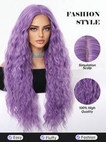 28 Inch Long Fluffy Purple Mid-Roll Wig, Designed For Women, Suitable For Women's Holiday Daily Party Cosplay Use