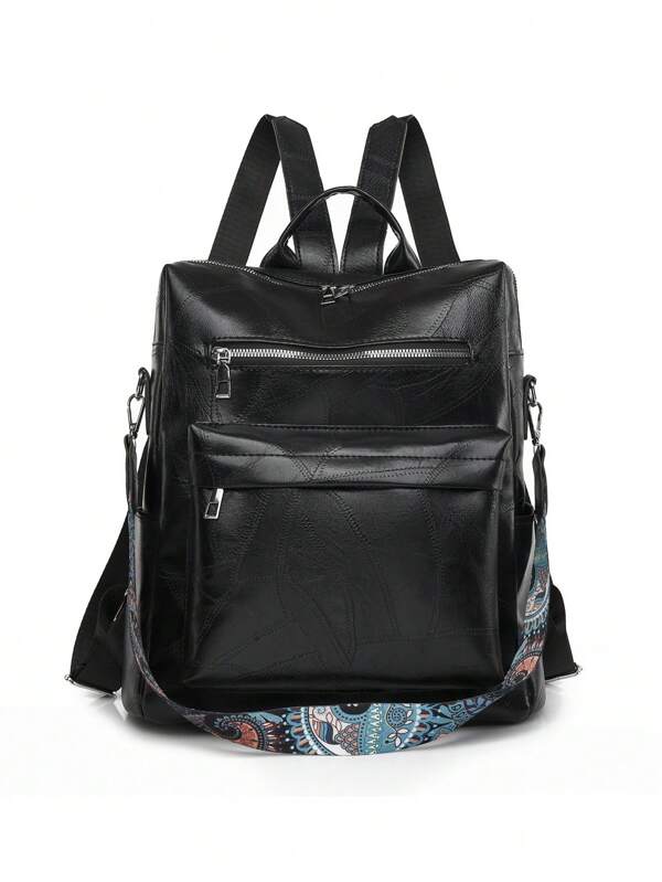 LECEY Bolso de mochila convertible de piel de imitación con estilo retro - Diseño de doble uso espacioso con compartimento para laptop y correas ajustables para el hombro - Perfecto para viajes, trabajo, escuela y uso diario
