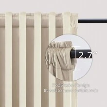 Topfinel 6 Panels Velvet Curtains Blackout Rod Pocket Back Tab Curtains For Living Room Bedroom Thermal Insulated Soundproof Window Drapes Room Darkening Privacy Home Decor Machine Washable - Màu be - Xem 4