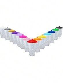 15 Twister Cups 400ML Colored Lid And Transparent Straw - 寶藍色水晶玻璃 - 查看 2