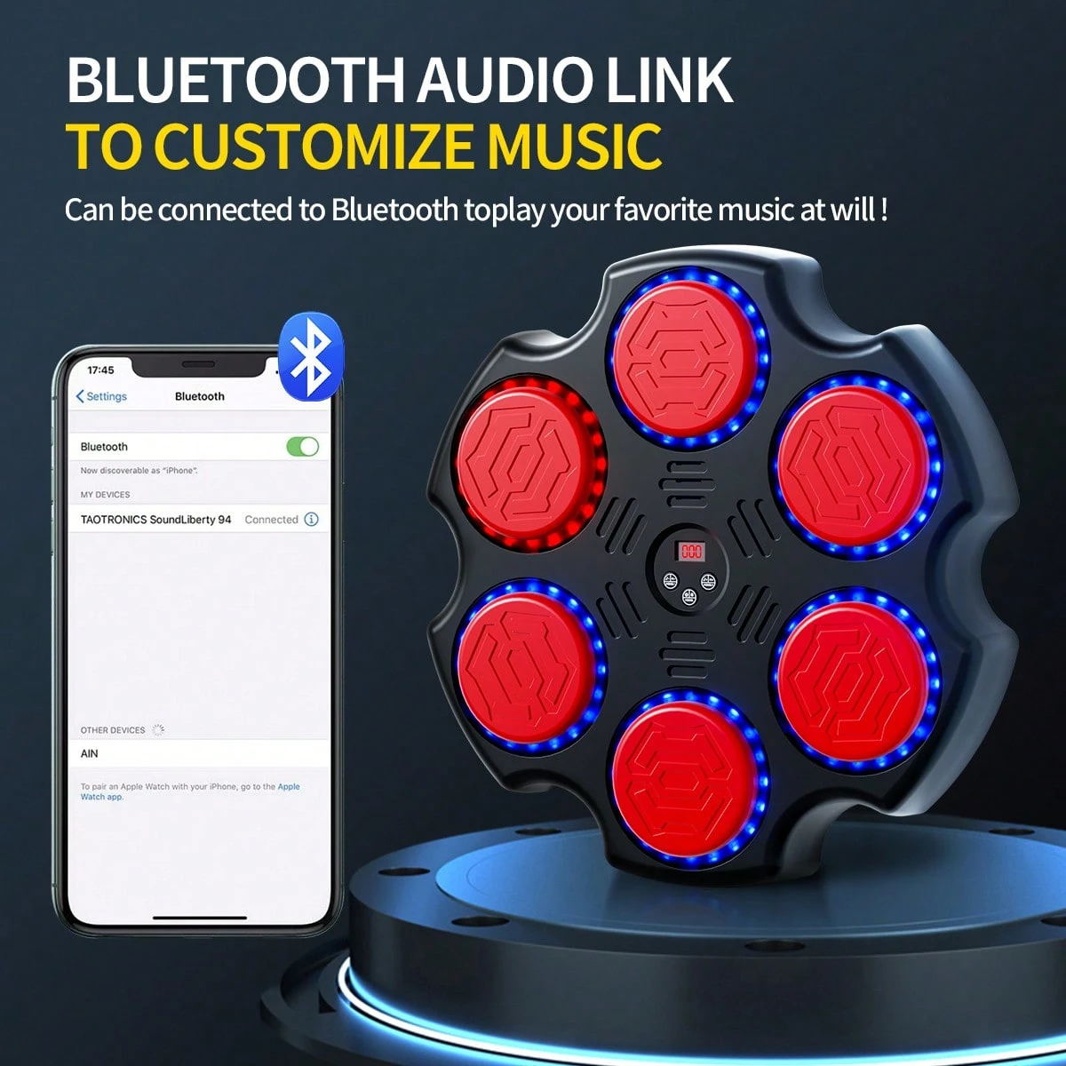 Macchina Da Boxe Musicale Bluetooth - Con Guantoni, 9 Livelli Velocit&agrave;, Per Allenamento A Casa