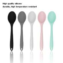 2pcs Household Silicone Spoon, Heat Resistant Non-Stick Pot Dedicated Soup Spoon & Mixing Spoon - Multicolor - View 8