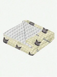 1pc Personalized Cat/Dog Blanket, Double-Layer Plush Cover Blanket With Custom Name And Photo, Soft Name Blanket, Paw Print, Bone Design, Double-Layer Pet Blanket, Memorial Gift, Personalized Pet Gift, Christmas Gift Blanket, New Year Gift, Best Friend Blanket