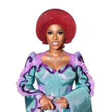 欧美复古英式毛毡头带帽，女士教堂德比帽，饰有花朵，柔软贝雷帽，优雅串珠非洲汽车凝胶头带，手工分层闪亮面料头带，波西米亚风格传统婚礼和派对特殊场合头饰，睡帽 - 尼日利亞頭巾帽 - 查看 19