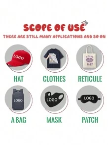 Parche de transferencia térmica DIY personalizable con logotipo de marca o imagen para ropa, de múltiples funciones, duradero, ornamental, reutilizable, exquisito y elegante - Ver 6