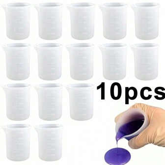 100ml Reusable Silicone Measuring Cups, 1/3/5/10pcs Silicone Mixing Cups For UV Epoxy Resin Arts Making, Precise Scale Toning Cups,Jewelry Casting Molds, Acrylic Paint Pouring, Cup Making, Epoxy Resin Crafts
