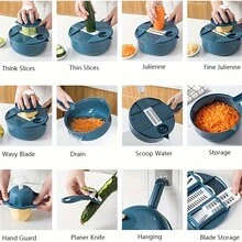 12-In-1 Ultimate Multipurpose Vegetable Chopper - Easy Cutting, Shredding, Slicing And Grating - Suitable For Hotel, Commercial And Home Kitchens - Multicolor - View 7
