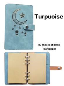 1pc Soft PU Leather Binder Notebook With Cash Budget Loose-Leaf Organizer, Printed With Lucky Patterns Like Star, Moon, Lantern, With 10 Zipper Pockets,Back To School,School Supplies