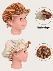 1 Pc Satin Sleep Caps For Children Elastic Silk-Like Round Baby Bonnet Doublyer Infant Hair Protective Hat - Multicolor - View 6